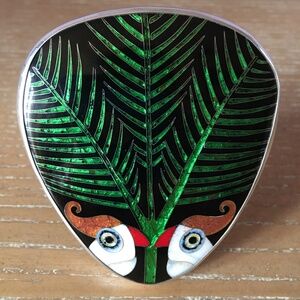Sofio Gongli Georgian Minankari Cloisonné Enamel Sterling Silver Parrot Bracelet